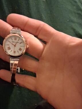 Anne Klein Rose Gold Tone Bracelet Watch with White Dial
